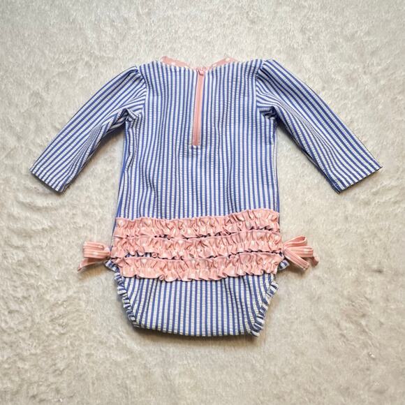 Rufflebutts Pink Ruffle Swimsuit 3-6 months seeksucker bathing suit - Picture 8 of 10